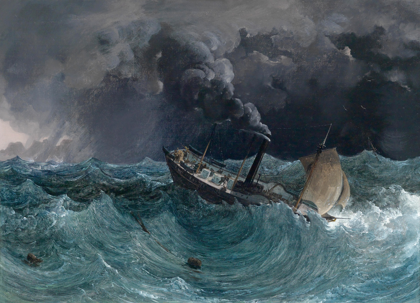 steamship marianne in a storm on the black sea by Thomas Ender